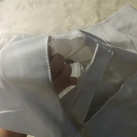 White Halter Top Mini Mesh Cut Out Dress - Picture 7 of 8